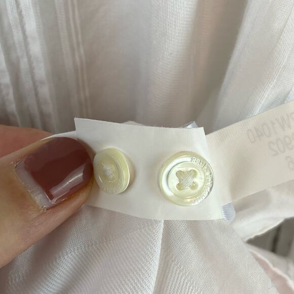 Vineyard Vines White Cap Cotton Relaxed Dobby Print Pintuck Popover Top Size 4 - Picture 7 of 10